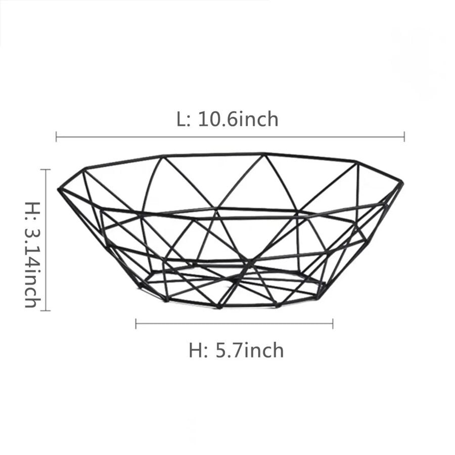 Black Geometric Wire Fruit Basket