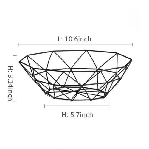 Black Geometric Wire Fruit Basket