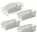 Slim Plastic Storage Baskets, Set of Four