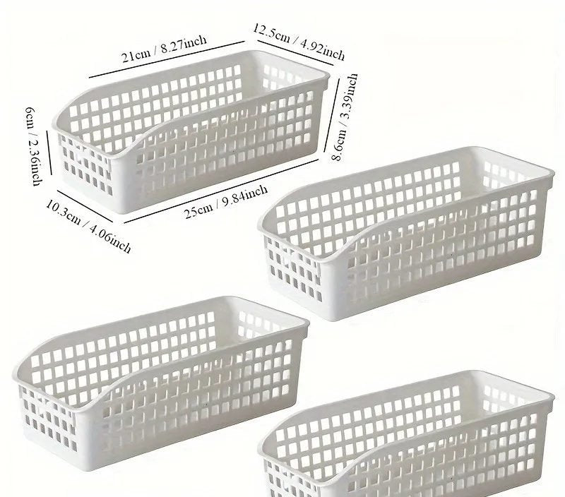 Slim Plastic Storage Baskets, Set of Four