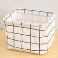 White Check Fabric Storage Basket