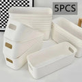 White Plastic Storage Basket Set of Five